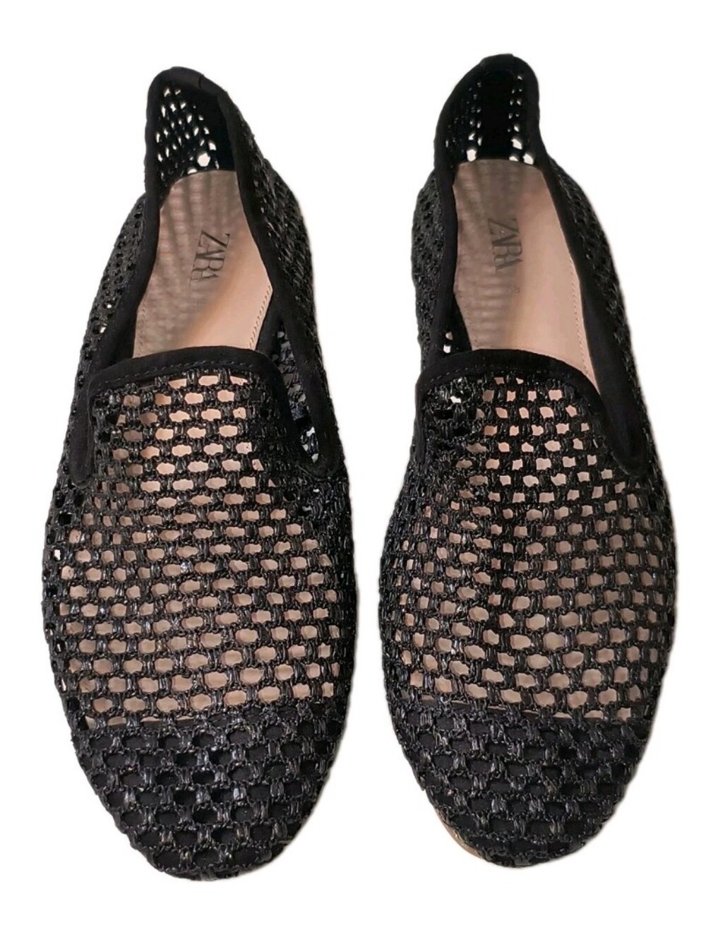 Zara Black Woven Mesh Loafers
